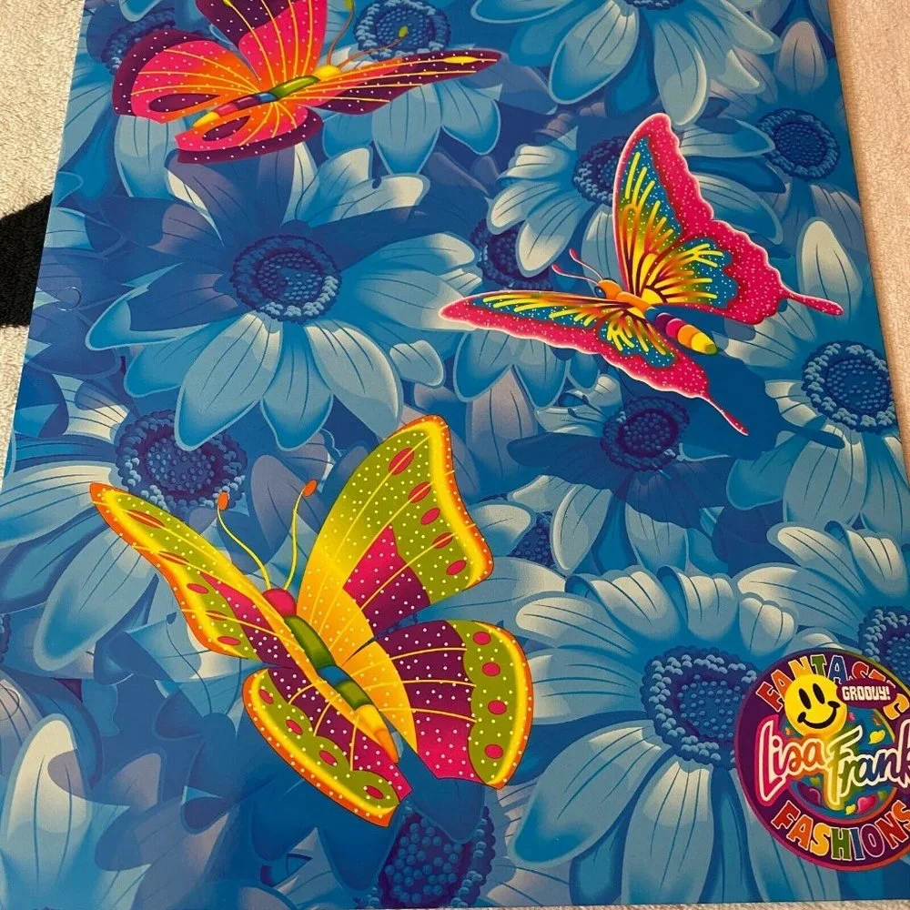 Vintage Lisa Frank Butterflies Flowers Fantastic Fashions Folder *Unpunched